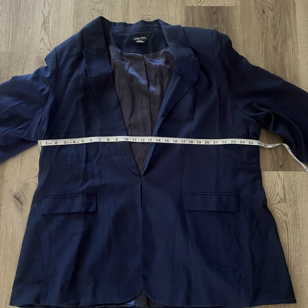 City Chic Blue Blazer Structured Professional Suit Jacket XXL/24 - Picture 7 of 9